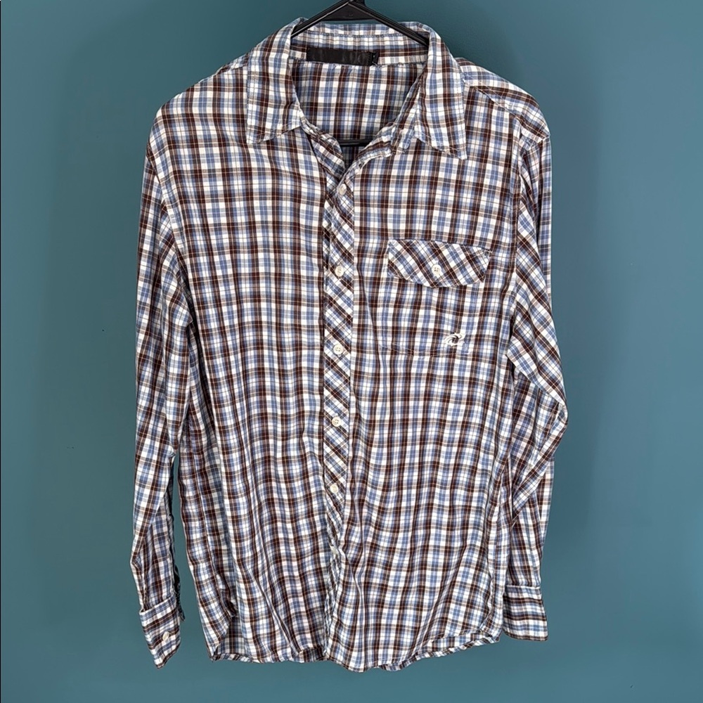 Casual Brown Plaid Button-Down Shirt